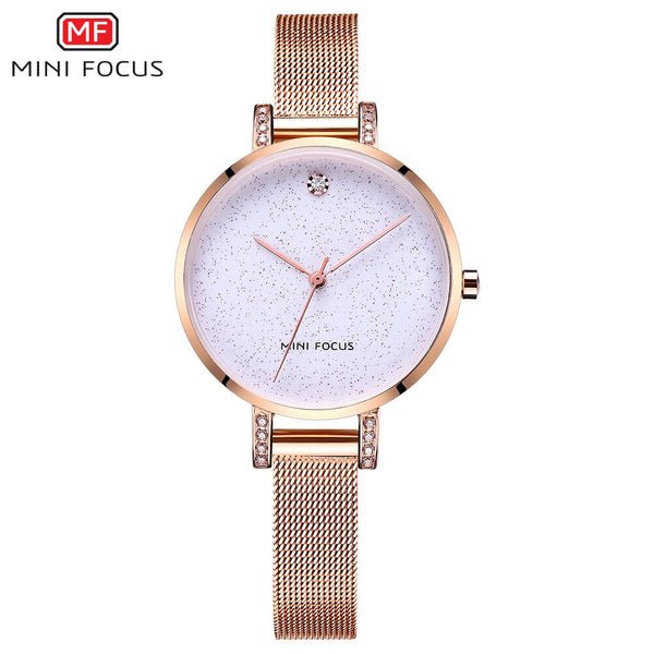 MINI FOCUS Rose Gold Watch Women Stainless Steel Womens Watches Top Brand Luxury Womans Watch Ladies Wrist Watches For Women