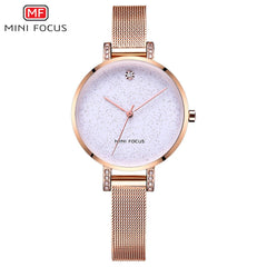 MINI FOCUS Rose Gold Watch Women Stainless Steel Womens Watches Top Brand Luxury Womans Watch Ladies Wrist Watches For Women