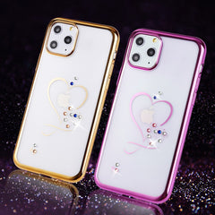 Fashion Love Heart Diamond Phone Case For iPhone 11 Pro X XR XS MAX 7 8 6 6s Plus Plating Transparent Soft Silicone Back Cover