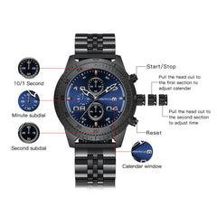 MINI FOCUS Wrist Watch Men Sports Watches Mens 2019 Stainless Steel Quartz Watch Military Top Brand Luxury Chronograph Calendar