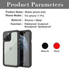 IP68 Waterproof Phone Cases for iPhone 11 Pro X XR XS Max Case Swimming Diving Waterproof Metal Full Protective Shockproof Cover