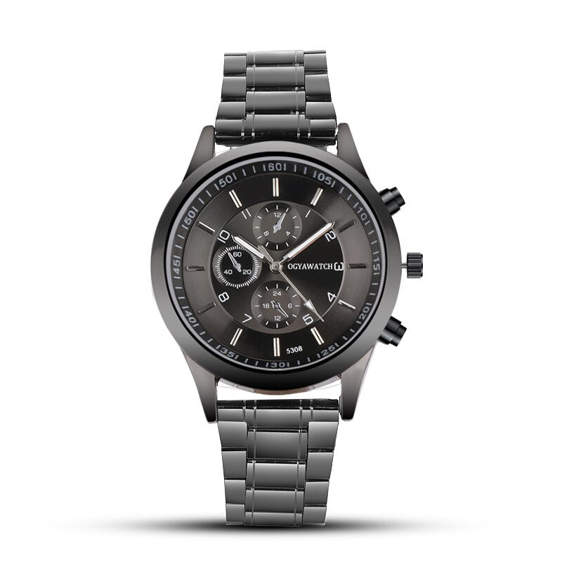 Men Watches Mens 2019 Steel Luxury Sports Quartz Watch Men Wristwatch MaleClock Business Watches Relogio Masculino Male Saati (Black)
