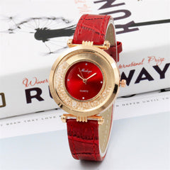 Creative Women Watches Circular Quicksand Dial Ladies Quartz Wristwatch Business Leather Strap Clock Fashion Zegarki Damskie@50