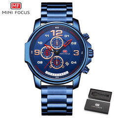 MINI FOCUS Chronograph Watch Men Sports Watches Mens 2019 Quartz Wristwatch Luxury Brand Business Stainless Steel Clock Male Hot