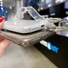 Glitter Powder Transparent Phone Case For iPhone 11 Pro X XR XS Max 6 6S 7 8 Plus Soft Silicone Wrist Strap Bracket Back Cover