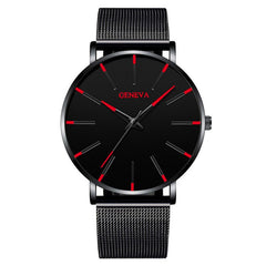 2020 Geneva Minimalist Watch Men Ultra Thin Blue Stainless Steel Mesh Belt Watches Man Business Casual Quartz Wrist Watch