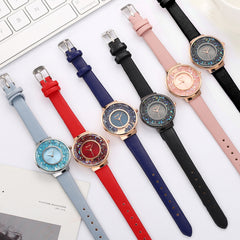 2019 Hot Watches Women Analog Luxury Glass Gemstone  Ladies Casual Clock Dress Quartz Wristwatch Leather Strap Zegarki Damskie@5