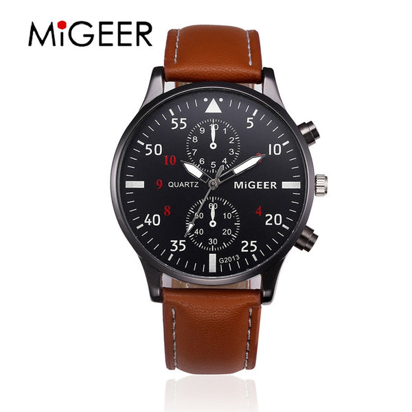 Top Brand Sports Men's Watch Relogio Masculino Leather Strap Fashion Men Watches Clock Quartz Wristwatch Erkek Kol Saati