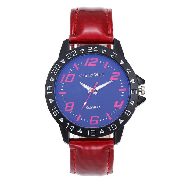 Fashion Women Watches Design Leather Strap Ladies Analog Quartz Wristwatch Blue Glass Gemstone Dial Clock Zegarki Damskie@50