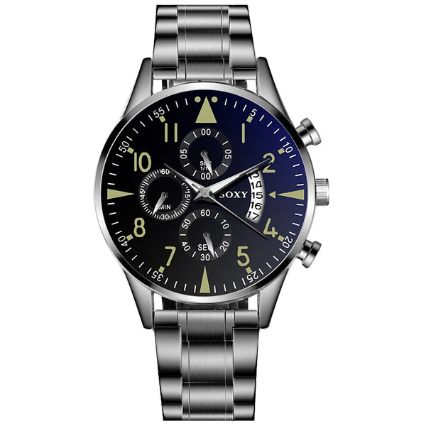 Classic Steel Watch relogio masculino Quartz Wristwatch Luminous SOXY Men's Watches Classic Calendar Mens Business saati hours