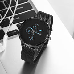 YOLAKO To Brand Fashion Men's Watch Casual Calendar Clock Alloy Mesh Belt Ultra-thin Mesh Belt Quartz Watches Chronograph