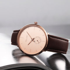 YOLAKO Simple High Quality Leather Strap Fashion Men's Watch Belt Casual Watch Round Single Eye Dial Watches Zegarek Meski