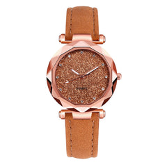 Hot Sale Watches Woman Luxury Glass Gemstone Starry Sky Clock Fashion Ladies Quartz Wristwatch Soild Color Leather Gift Watch@40
