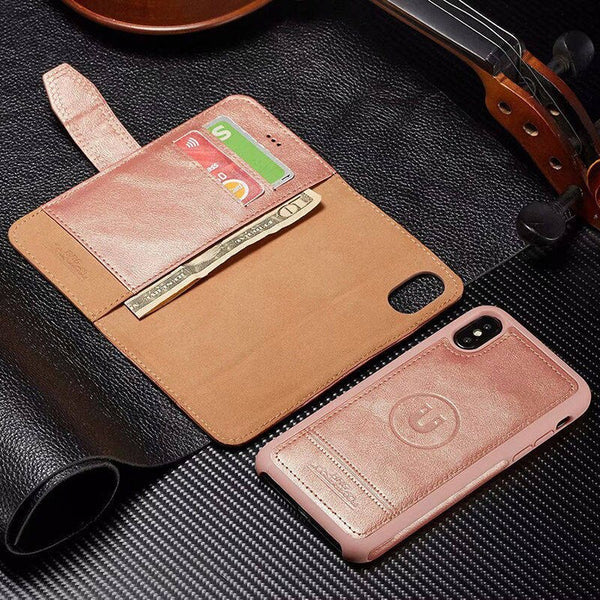 2 in 1 Car magnetic Phone Case For iPhone XR XS X XS Max 7 8 6 6S Plus Card Holder Business PU Leather Wallet Flip Cover Fundas