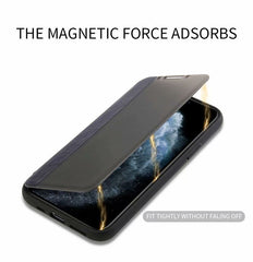 Business Magnetic Flip Translucent Cases For iPhone 11 11 Pro Max XR XS Max X 8 7 Plus Shockproof PU Leather Phone Back Cover