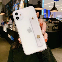 Shockproof Bumper Transparent Phone Case For iPhone 11 Pro X XR XS Max 8 7 6 6S Plus Clear Soft TPU Wrist strap stand Back Cover
