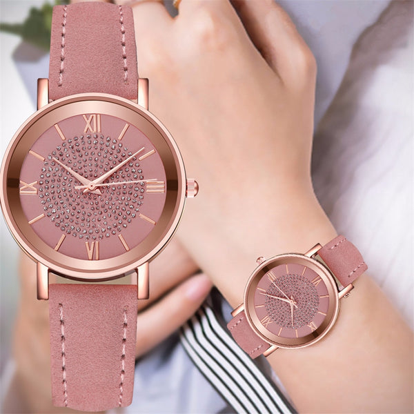 Women Watches Luxury Starry Sky Band Rhinestones Quartz Wristwatch Ladies Leather Belt Clock Female Diamond Gift Reloj Mujer@50