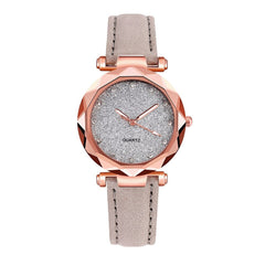 Hot Sale Watches Woman Luxury Glass Gemstone Starry Sky Clock Fashion Ladies Quartz Wristwatch Soild Color Leather Gift Watch@40