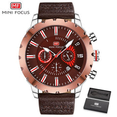 MINI FOCUS Famous Wristwatch Mens Watches Top Brand Luxury Male Clock Leather Quartz Watch Men Military Amry Relogio Masculino