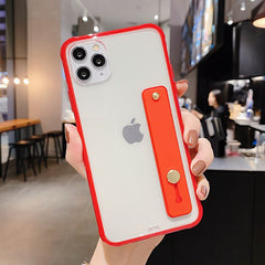 Silicone Shockproof Bumper Clear Phone Case For iPhone 11Pro Max X XR XS Max 8 7 6 6S Plus Soft TPU Wrist strap stand Back Cover