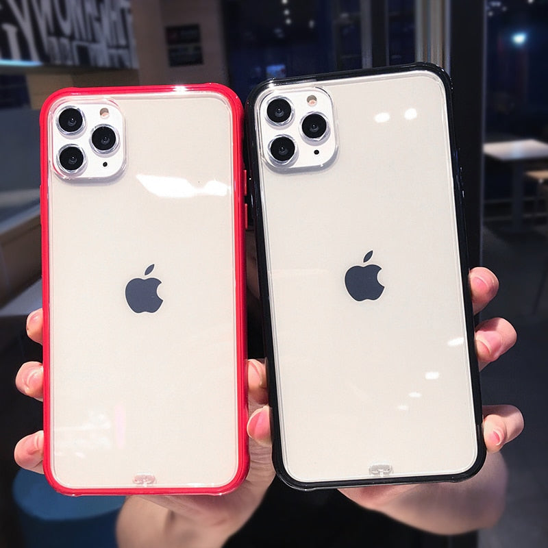 Shockproof Silicone Bumper Frame Transparent Phone Case For iPhone 11 X XS XR XS Max 8 7 6 6S Plus Clear protection Back Cover