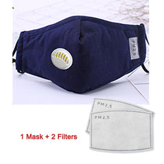 PM2.5 Anti Pollution Mask Dust Respirator Washable Reusable Masks With Valve Filter Cotton Unisex Mouth Muffle