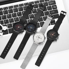YOLAKO To Brand Fashion Men's Watch Casual Calendar Clock Alloy Mesh Belt Ultra-thin Mesh Belt Quartz Watches Chronograph