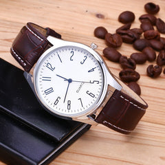 Fashion Men's Watches Simple Letters Casual Leather Waterproof Quartz Wristwatches Man Clock Montre Homme