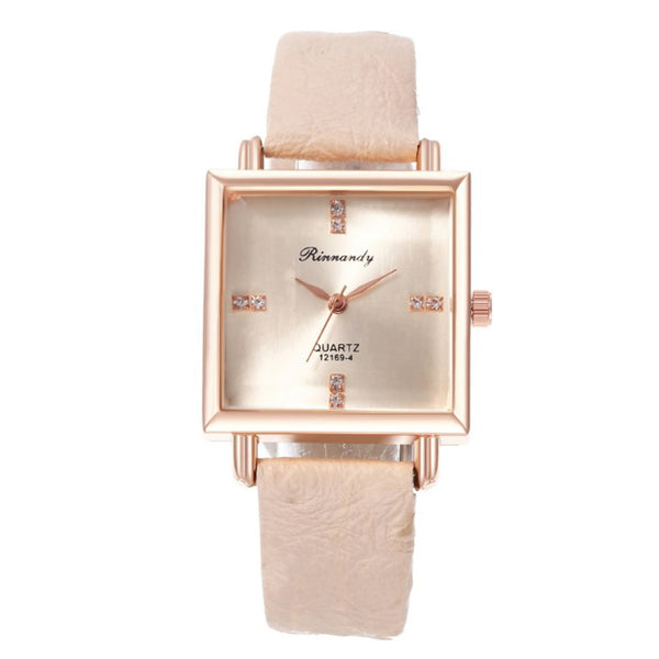 Women's Watch Elegant Khaki Simple Minimalism Quartz Casual Watch Ladies Rhinestone Wristwatch Leather Colck Zegarki Damskie@50