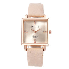 Women's Watch Elegant Khaki Simple Minimalism Quartz Casual Watch Ladies Rhinestone Wristwatch Leather Colck Zegarki Damskie@50