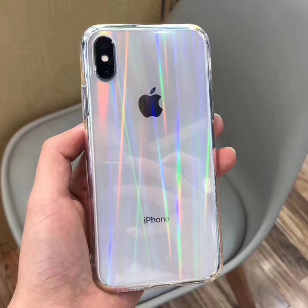 Gradient Rainbow Laser Cases For iPhone 11 Pro X XS Max XR Transparent Soft Fundas For iPhone 6 6S 7 8 Plus Clear Acrylic Covers