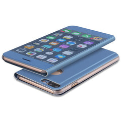 Plating Mirror Flip Case For iphone 11Pro Max XR X 8 7 6 6s Plus Cases Slim Clear Window Cover for Samsung Galaxy S8 S7 S6 A7 A5