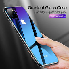 TIKITAKA Gradient Transparent  Phone Case For iPhone XR 11 Pro Max XR XS Max X 8 7 6 6S Plus Anti-Scratch Tempered Glass Cover