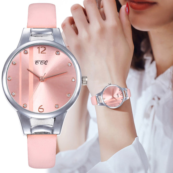 Hot Sale Women Watches Rhinestone Dot Dial Ladies Quartz Wristwatch Design Leather Strap Clock Dress Gift Zegarki Damskie@50