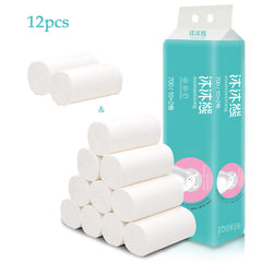 Thickened Kitchen Paper Towels 4 Layer Toilet Paper Rolls Pack 12pcs/lot Household Papel Higienico (White 12pcs)