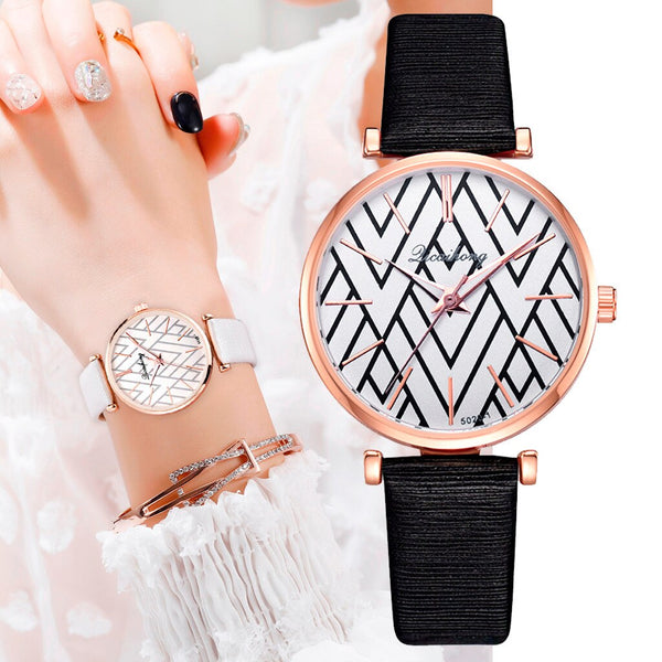 Casual Women Watches Flat Scale Dial Ladies Analog Quartz Wristwatch High Quality Leather Strap Clock Fashion Zegarki Damskie@50