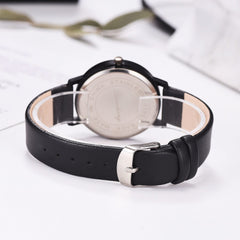 Modern Watch Women Black Maple Leaf Pattern Fashion Quartz Wristwatch High Quality Leather Strap Casual Female Montre Femme@50
