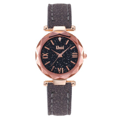 Fashion Elegant Women Luxurious Women's Casual Quartz Leather Band Starry Sky Watch Analog Wrist Watch Dress Zegarki Damskie*M