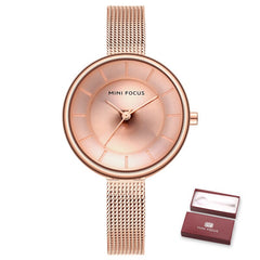 MINIFOCUS Women Watches Gold Top Brand Luxury Watches Women Fashion Watch 2019 Ladies Waterproof Stainless Steel Mesh Watch Band