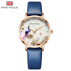 MINI FOCUS Women Watches Waterproof Blue Watch Leather Brand Luxury Fashion Casual Christmas Dress Quartz Womans Watch Ladies