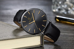 Simple Watch 8mm Men's Watch Fashion New Casual Business Leather Time Quartz Roman Male Clock Relogio Masculino saat clock