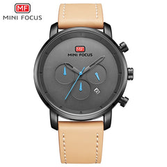 MINI FOCUS Watches Mens 2019 Fashion Quartz Sport Watches For Men Multi-function Slim Men's Watch Leather Watch Men Wristwatch