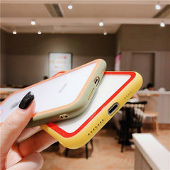 Colorful Frame Shockproof Tempered Glass Phone Case For iphone 11Pro Max XR XS Max 8 7 6 6s Plus Silicone Transparent Back Cover