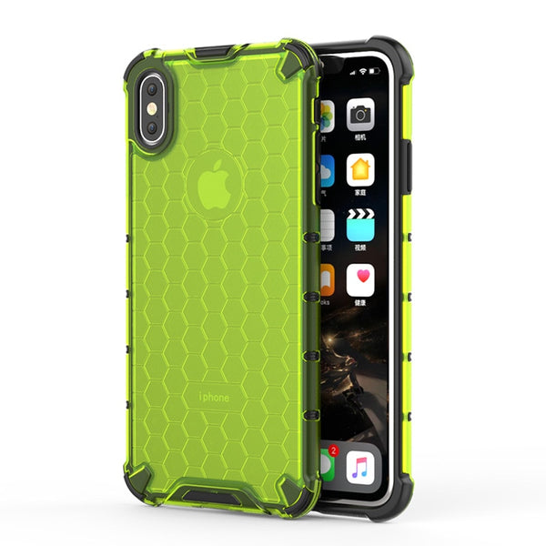 Honeycomb Rugged Hybrid Armor Case For iPhone XR XS Max 8 7 6s 6 Plus PC+TPU Shockproof Transparent Heat dissipation Back Cover