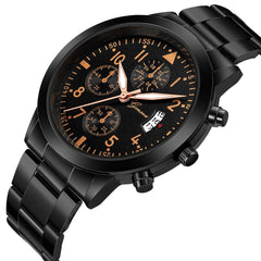 Luxury Geneva Steel Belt Watches Three-eye Six-needle with Calendar Men's Watch Business Casual Male Clock Relogio Masculino