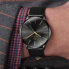 Simple Watch 8mm Men's Watch Fashion New Casual Business Leather Time Quartz Roman Male Clock Relogio Masculino saat clock