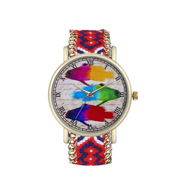 Creative Women Watches Multicolour Fish Dial Ladies Quartz Wristwatch Multicolor Strap Fashion Clock Gift Relojes Para Mujer@50