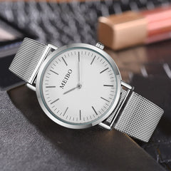 Fashion Men's Watch Popular Rose Gold Ultra-thin Dial Simple Unisex Watch Quartz Clock Mesh Watch Erkek Kol Saati