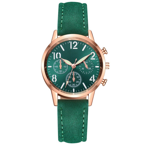 Women Watches Fashion Brand Stainless Steel Dial Solid Color Leather Strap Clock Ladies Quartz Wristwatch Gift Reloj Mujer *M