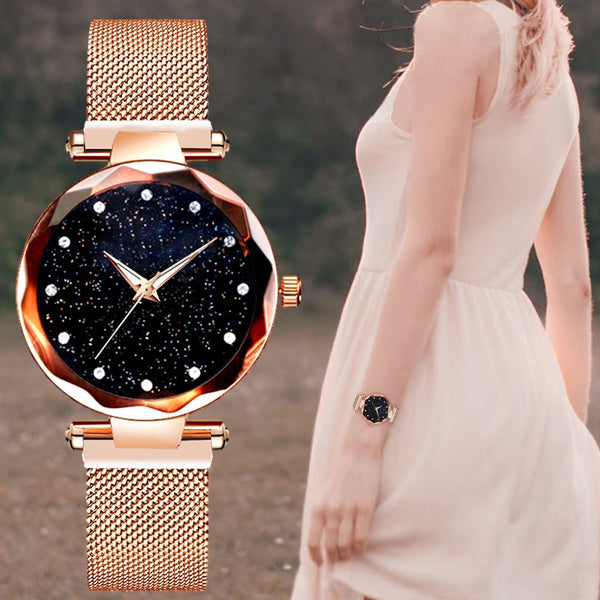 Fashion Top Brand Luxury Starry Sky Women Wrist Watches Magnetic Strap Quartz Clock Modern Wristwatch Women Orologio Donna 2019*
